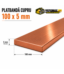 Platbanda cupru 100 x 5 mm – lungime 4 metri – EN Cu-ETP